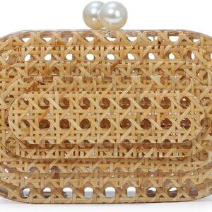 Lightweight Acrylic Evening Handbag with Rattan Weave – Perfect for Occasions